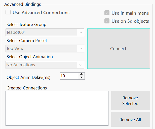 Advanced Bindings panel in EasyThree