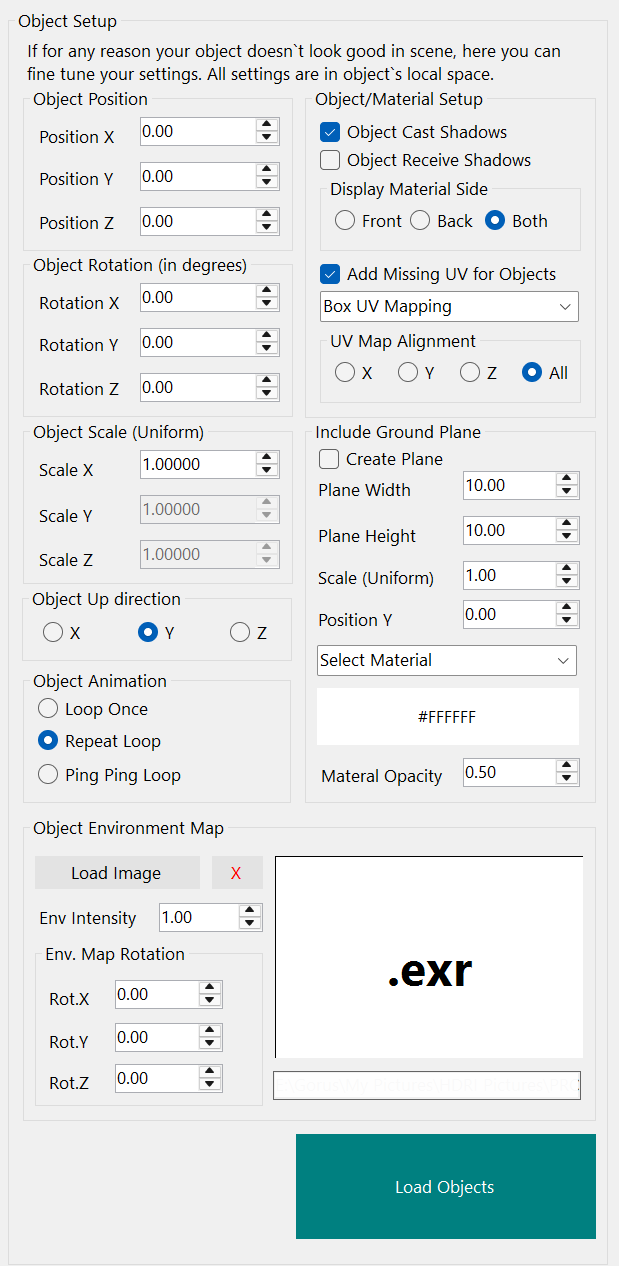 Full import 3D model setup layout 